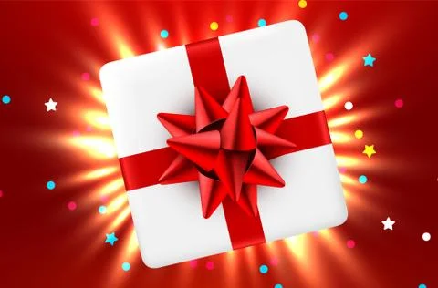 Gift box and magic light fireworks Christmas background. Stock Illustration