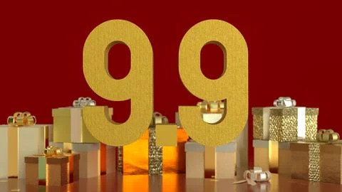 The Gift box  and Number for 9.9 promotion or business concept 3d Rendering. Stock Photos