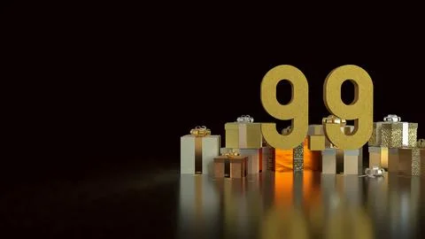 The Gift box  and Number for 9.9 promotion or business concept 3d Rendering. Stock Photos