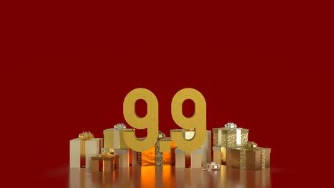 The Gift box  and Number for 9.9 promotion or business concept 3d Rendering. Stock Photos