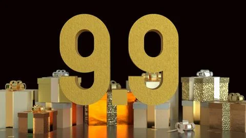 The Gift box  and Number for 9.9 promotion or business concept 3d Rendering. Stock Photos