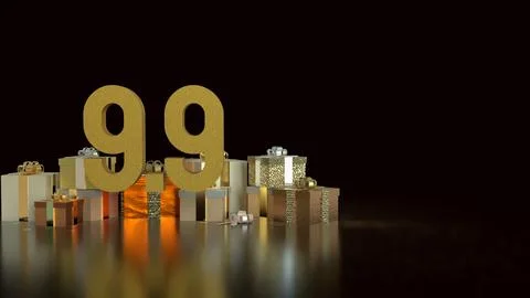 The Gift box  and Number for 9.9 promotion or business concept 3d Rendering. Stock Photos