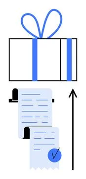 Gift Box and Receipt Navigating the Gifting Economy Conceptualized with Gro.. Ilustração Stock