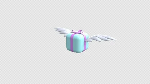 Gift box and wings flying concept Loop 3d animation with Alpha Channel Stock Footage 304251846