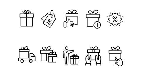 Gift box animation line icon Stock Footage