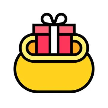 Gift box in a bag, filled design icon Stock Illustration