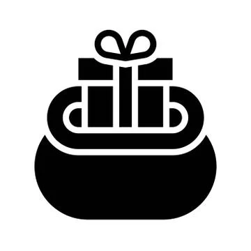 Gift box in a bag, solid design icon Stock Illustration