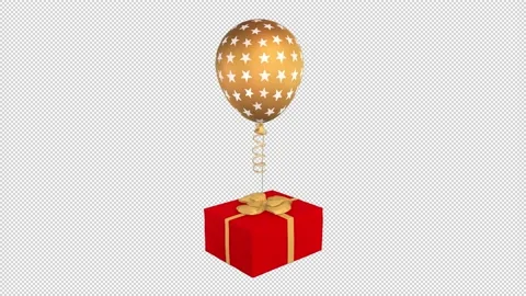 Gift Box Balloon Alpha Channel Looped Video Stock Footage 162818446