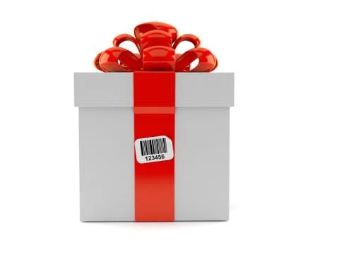 Gift box with barcode sticker Stock Illustration