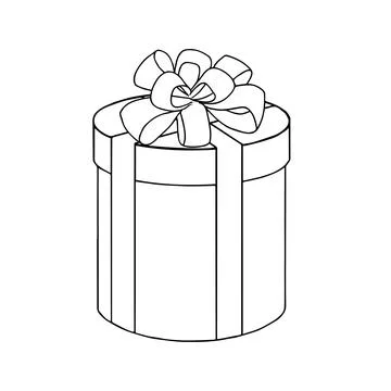 Gift box with a beautiful bow. Hand drawn vector Stock Illustration