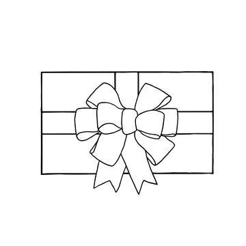 Gift box with a beautiful bow. Hand drawn vector Stock Illustration