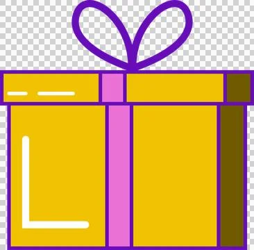 Gift box is being shown with transparent background in vector, yellow base, pink 스톡 일러스트