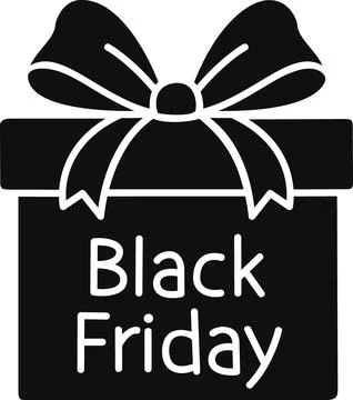 Gift box with big bow and black friday text 库存插图
