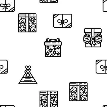 Gift box birthday ribbon vector seamless pattern Stockillustratie