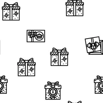 Gift box birthday ribbon vector seamless pattern Illustrazione stock