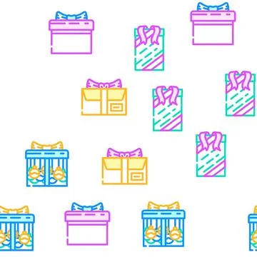 Gift box birthday ribbon vector seamless pattern Illustrazione stock