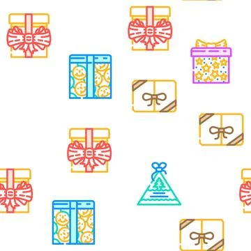 Gift box birthday ribbon vector seamless pattern Illustrazione stock