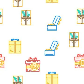 Gift box birthday ribbon vector seamless pattern 스톡 일러스트