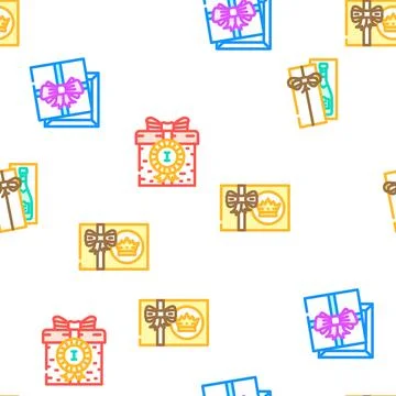 Gift box birthday ribbon vector seamless pattern Illustrazione stock