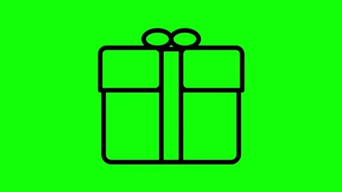 Gift box black outline animation zooming and shaking on green screen background Stock Footage 330534173