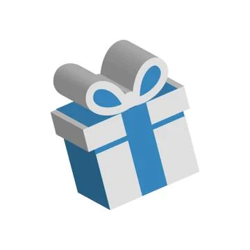Gift box blue 3d icon vector Stock Illustration