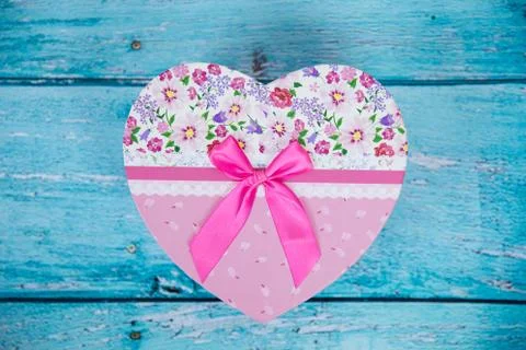 Gift Box on Blue Background Stock Photos