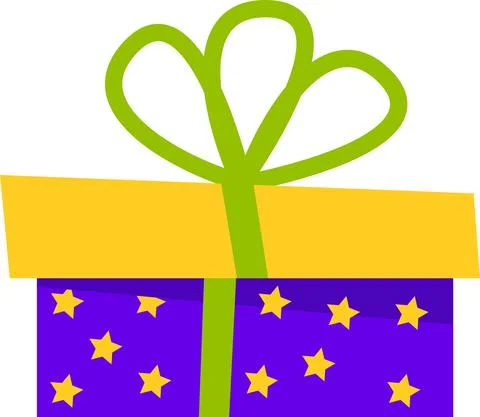 The gift box is blue with a green bow for all holidays. Stock Illustration