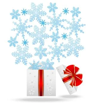 Gift box with blue snowflakes Stock Illustration