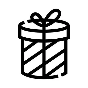 Gift box with bow and diagonal stripes icon Stock Illustration