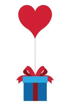 Gift box with bow and hear shape balloon icon イラスト素材