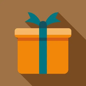 Gift box with bow and long shadow Stock Illustration