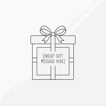 Gift box with bow and message card, present illustration Silhouette Stock Illustration