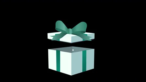Gift box with bow and ribbons set of scenes Stock Footage 221698669
