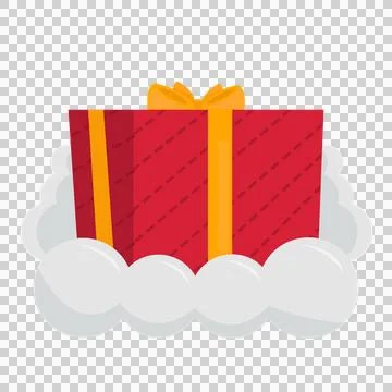 Gift box with bow in cloud. Vector illustration in flat style 스톡 일러스트