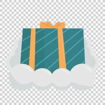 Gift box with bow in cloud. Vector illustration in flat style 스톡 일러스트