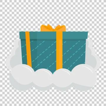 Gift box with bow in cloud. Vector illustration in flat style Stock Illustration