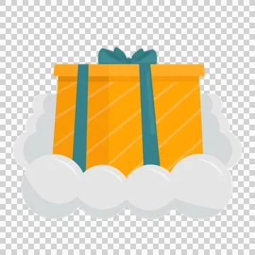 Gift box with bow in cloud. Vector illustration in flat style 스톡 일러스트