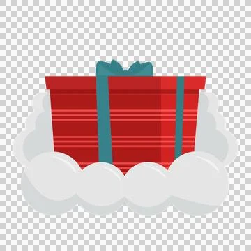 Gift box with bow in cloud. Vector illustration in flat style イラスト素材
