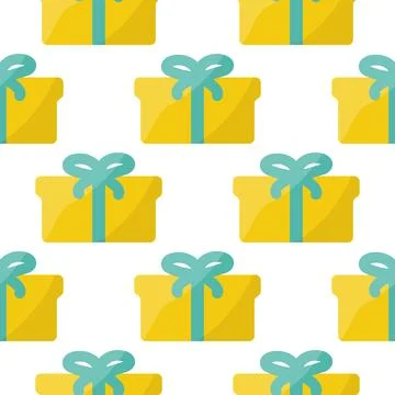 Gift box bow colored holiday pattern textile Stockillustratie