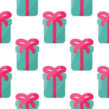 Gift box bow colored holiday pattern textile Stock Illustration