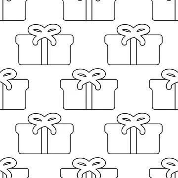 Gift box bow colored holiday pattern doodle イラスト素材