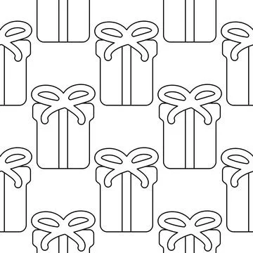 Gift box bow colored holiday pattern doodle Illustrazione stock