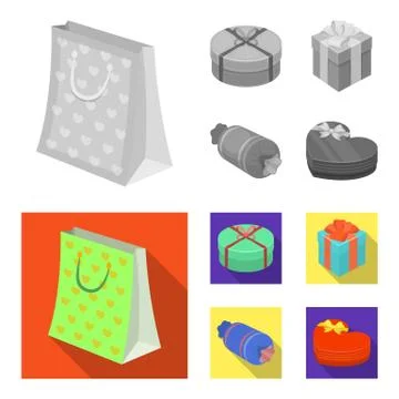 Gift box with bow, gift bag.Gifts and certificates set collection icons in イラスト素材