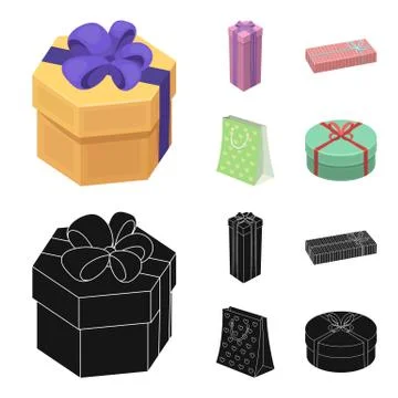 Gift box with bow, gift bag.Gifts and certificates set collection icons in イラスト素材