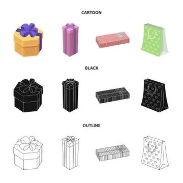 Gift box with bow, gift bag.Gifts and certificates set collection icons in Stockillustratie