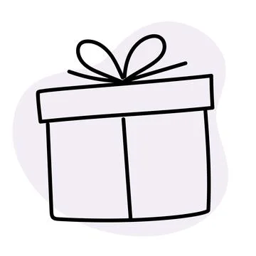 Gift box with bow hand-drawn doodle Vector Stock Illustration