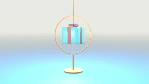 A gift box with a bow hangs. Stock Footage 198990714