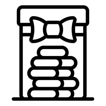 Gift box with bow holding stack of macarons, cookies or small cakes Stock Illustration