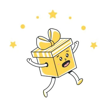 Gift box with a bow. Holiday present alive. Vector llustration isolated on white Stock Illustration