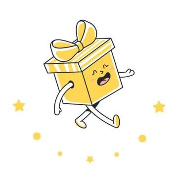 Gift box with a bow. Holiday present alive. Vector llustration isolated on white Stock Illustration